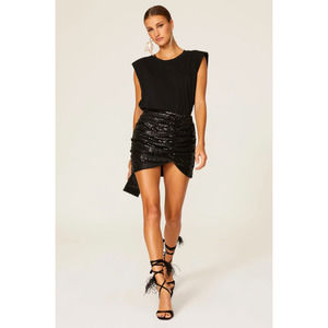 Retrofete Womens Cam Sequin Mini Skirt Black Small